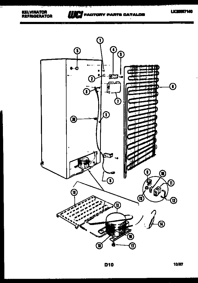 SYSTEM AND AUTOMATIC DEFROST PARTS Diagram and Parts List for FSK190EN1V  Kelvinator Refrigerator
