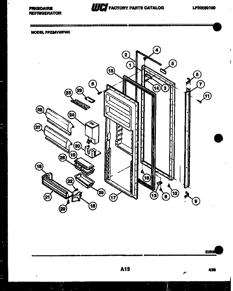 REFRIGERATOR DOOR PARTS Diagram and Parts List for FPZ24VWFA0  Frigidaire Refrigerator