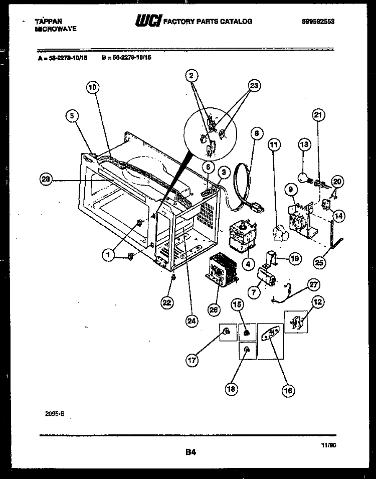 FUNCTIONAL PARTS Diagram and Parts List for 56-2278-10-15  Tappan Microwave