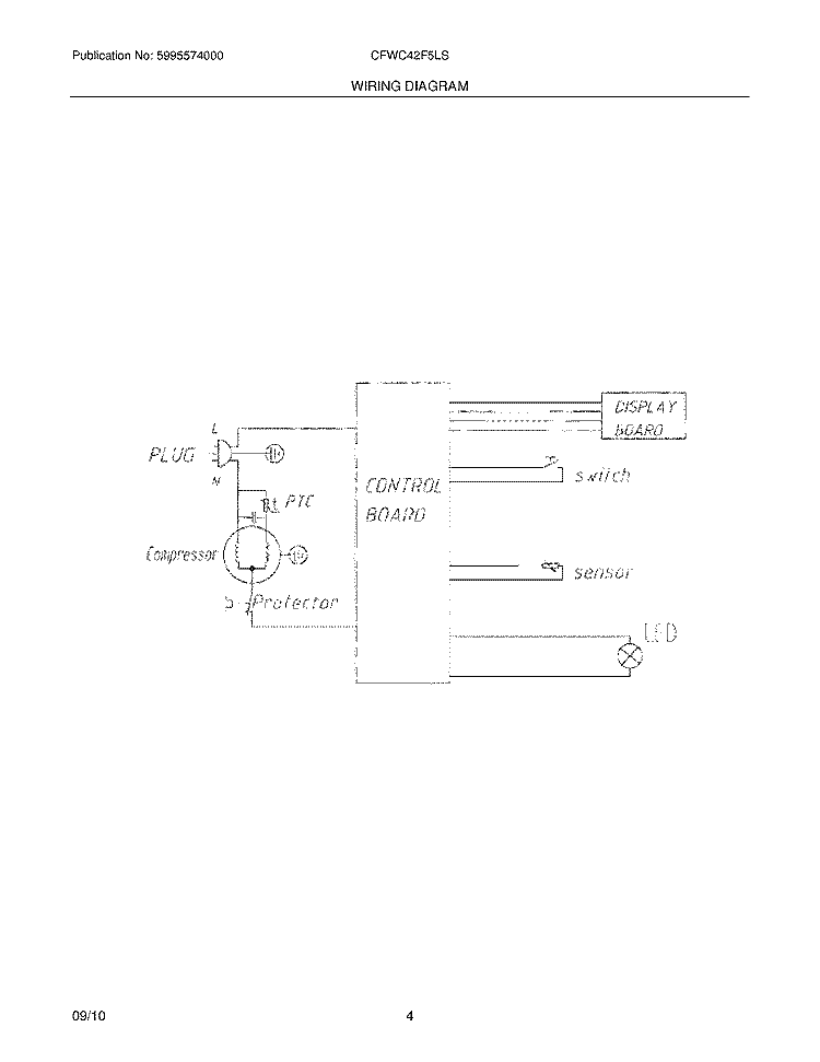 WIRING DIAGRAM Diagram and Parts List for CFWC42F5LS  Frigidaire Wine and Beverage Cooler