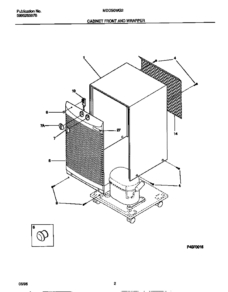 CABINET FRONT AND WRAPPER Diagram and Parts List for MDD50WG2  Gibson Dehumidifier