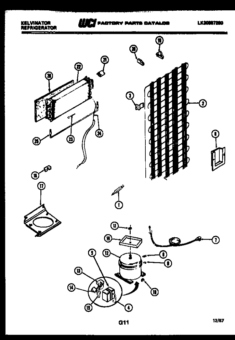 SYSTEM AND AUTOMATIC DEFROST PARTS Diagram and Parts List for TSI180EN0W  Kelvinator Refrigerator