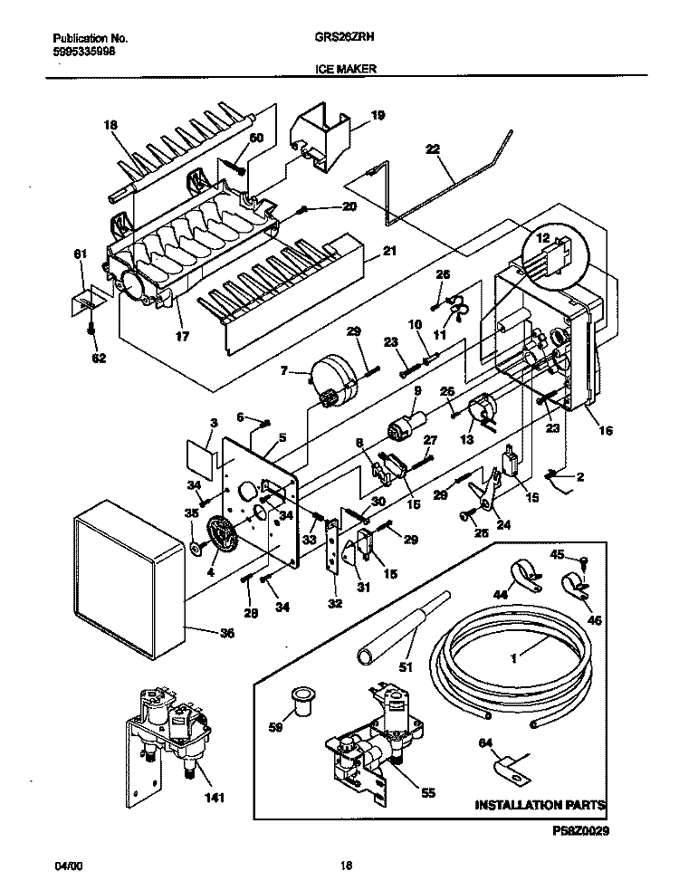 ICE MAKER Diagram and Parts List for GRS26ZRHW3  Gibson Refrigerator