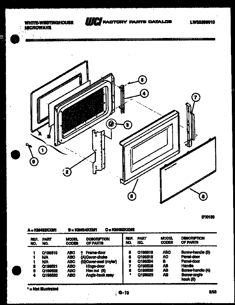 DOOR PARTS Diagram and Parts List for KM484KXM1  Frigidaire Microwave