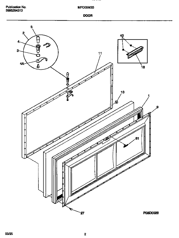 DOOR Diagram and Parts List for MFC09M3BW1  Frigidaire Freezer