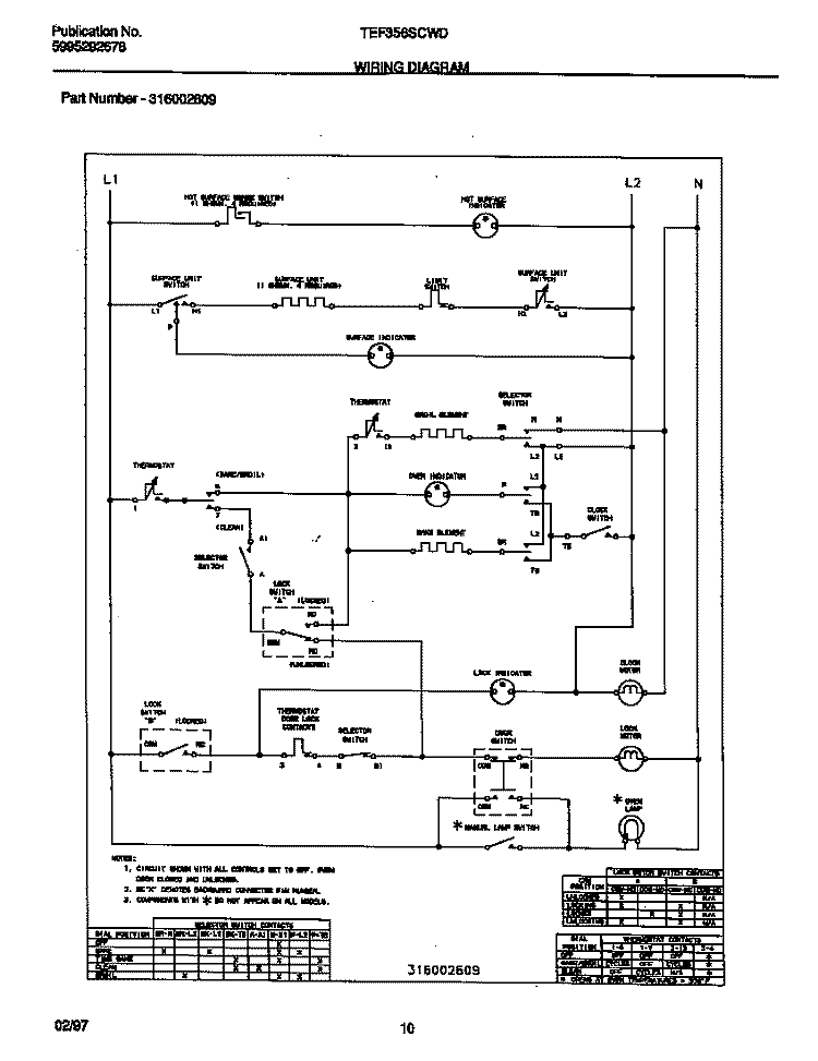 WIRING DIAGRAM Diagram and Parts List for TEF356SCWD  Tappan Range