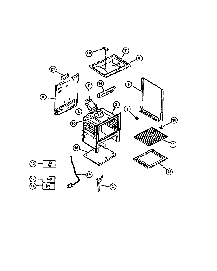 BODY PARTS Diagram and Parts List for 32-1148-66-05  Tappan Range