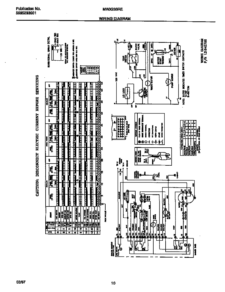 WIRING DIAGRAM Diagram and Parts List for MWX233REW1  Frigidaire Washer