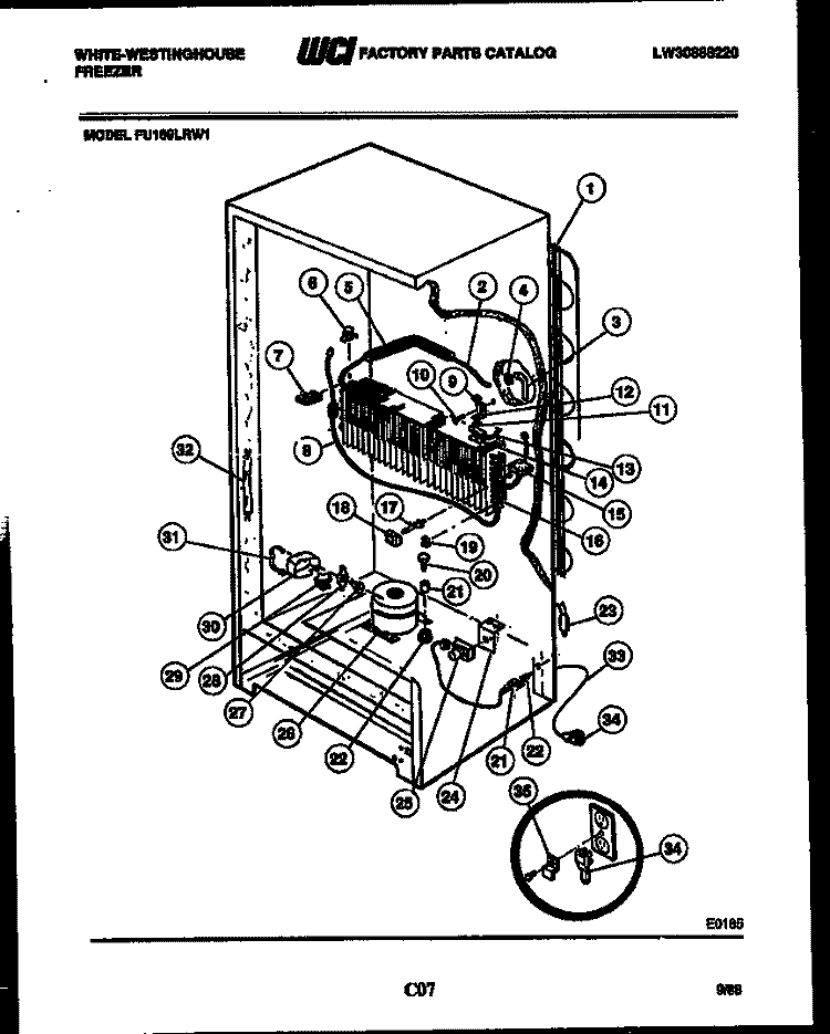 SYSTEM AND AUTOMATIC DEFROST PARTS Diagram and Parts List for FU169LRW1  Frigidaire Freezer
