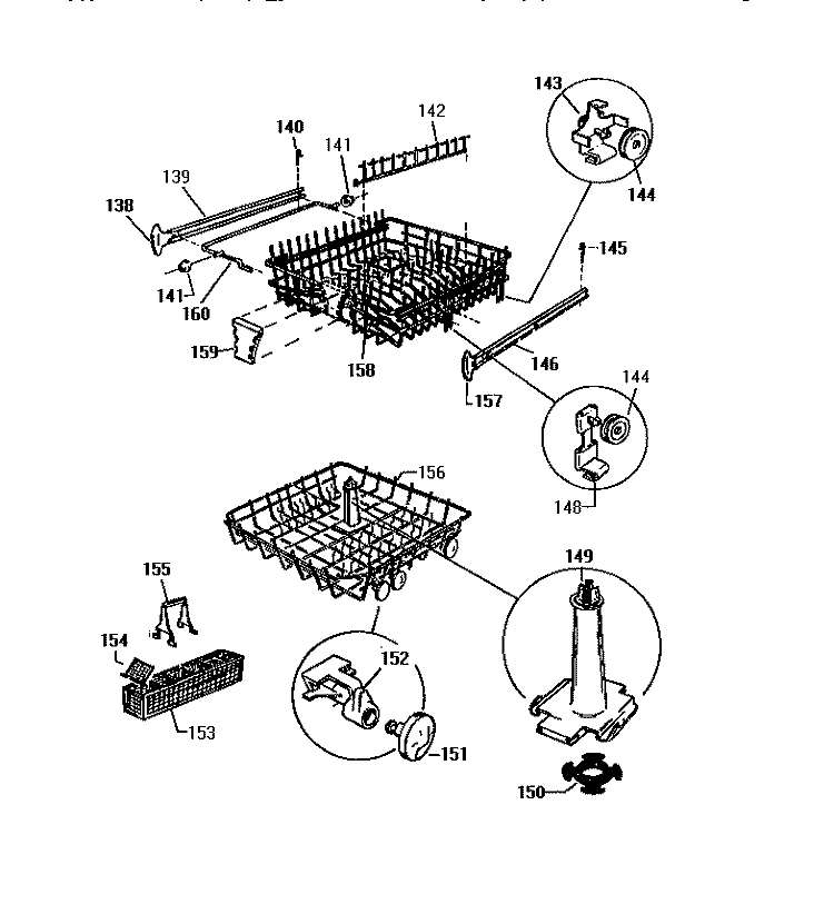 RACKS & WASH TOWER Diagram and Parts List for SU900DXR5  Frigidaire Dishwasher