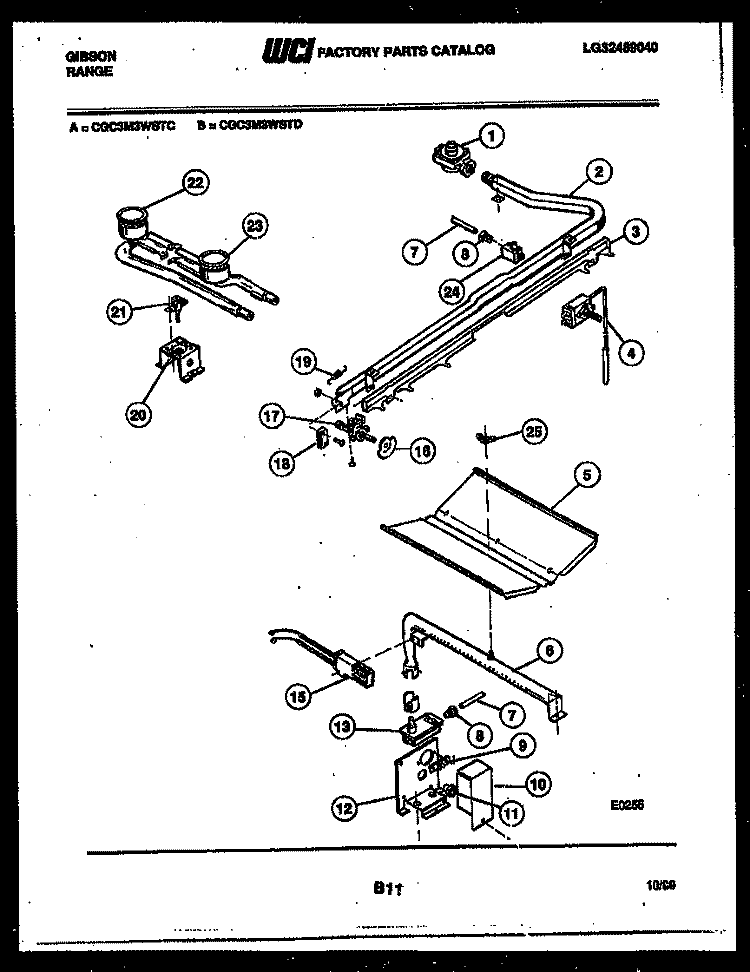 BURNER PARTS Diagram and Parts List for CGC3M3WSTD  Gibson Range