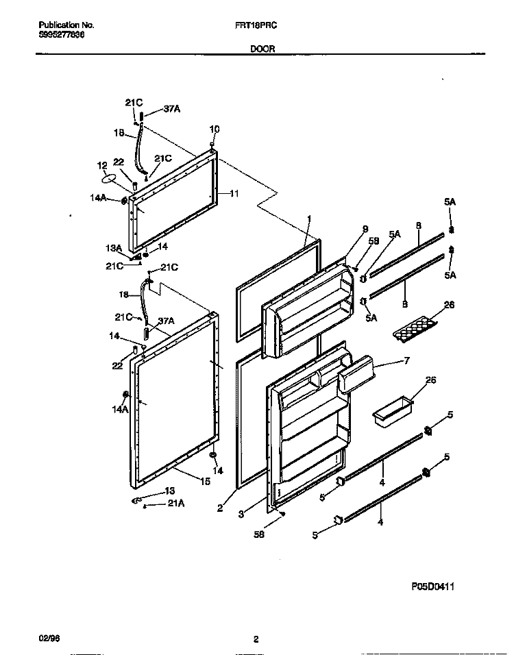 DOOR Diagram and Parts List for FRT18PRCD1  Frigidaire Refrigerator