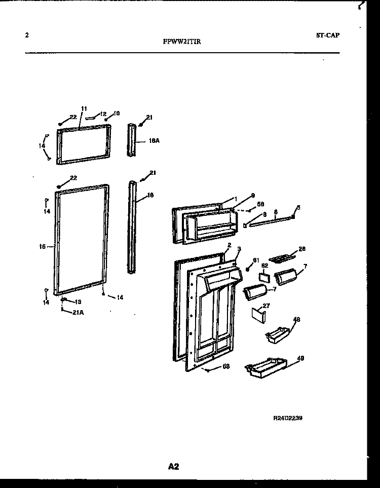 DOOR PARTS Diagram and Parts List for FPWW21TIRW0  Frigidaire Refrigerator