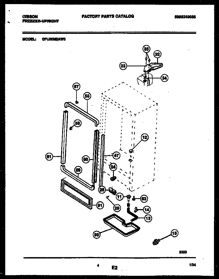 CABINET PARTS Diagram and Parts List for GFU09M2AW3  Gibson Freezer