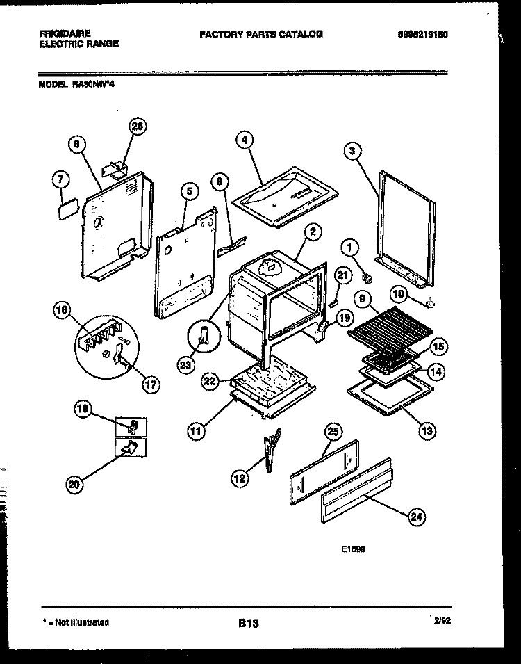 BODY PARTS Diagram and Parts List for RA30NL4  Frigidaire Range