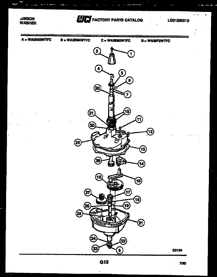 TRANSMISSION PARTS Diagram and Parts List for WA28F2WTFC  Gibson Washer