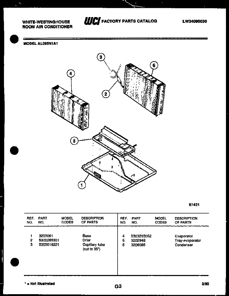 UNIT PARTS Diagram and Parts List for AL095N1A1  Frigidaire Air Conditioner