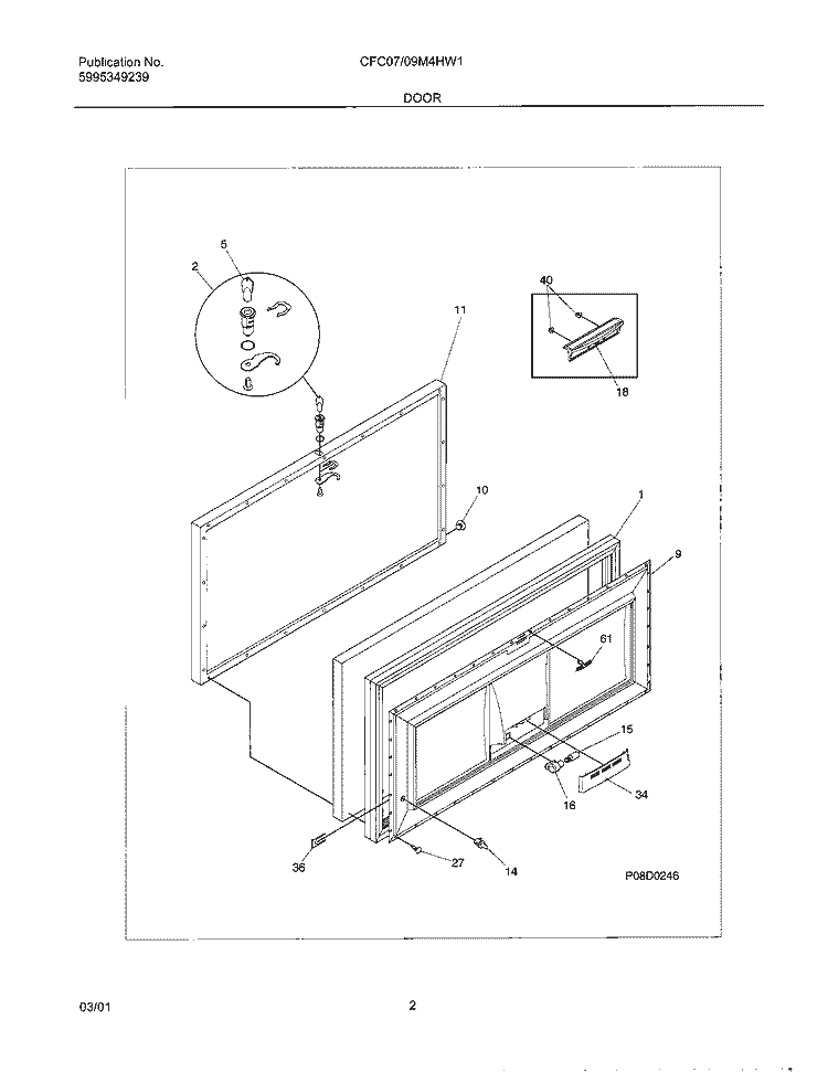 DOOR Diagram and Parts List for CFC09M4HW1  Uni Freezer