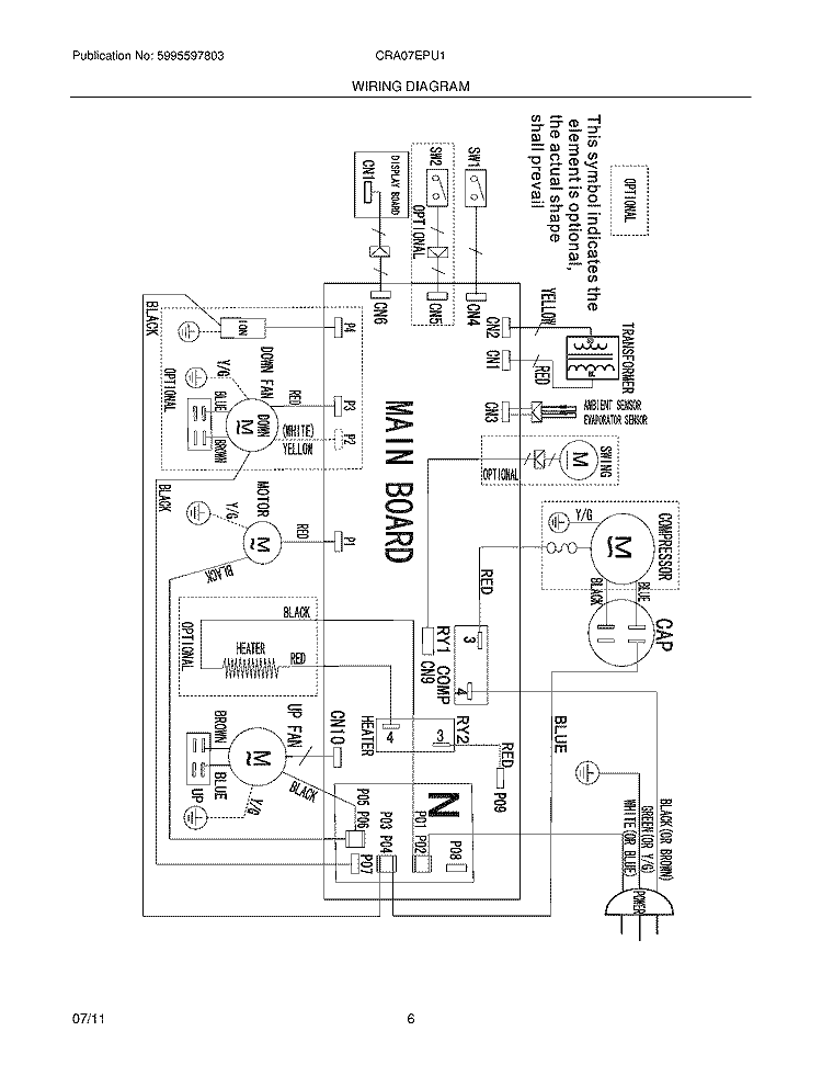 WIRING DIAGRAM Diagram and Parts List for CRA07EPU11  Frigidaire Air Conditioner
