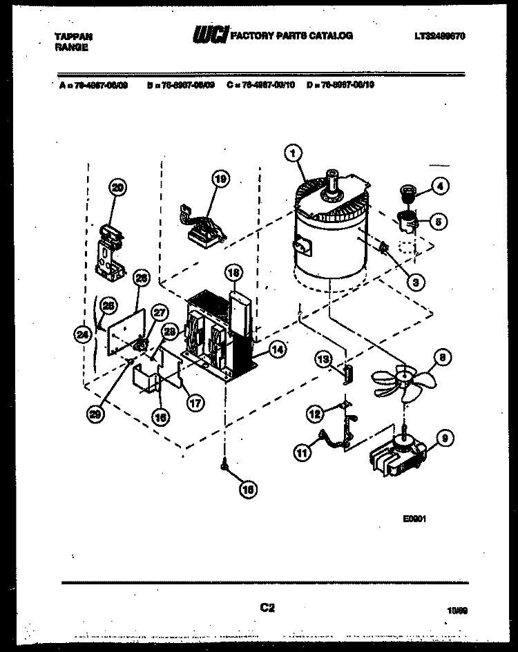 POWER CONTROL Diagram and Parts List for 76-4967-00-09  Tappan Microwave Oven Combo