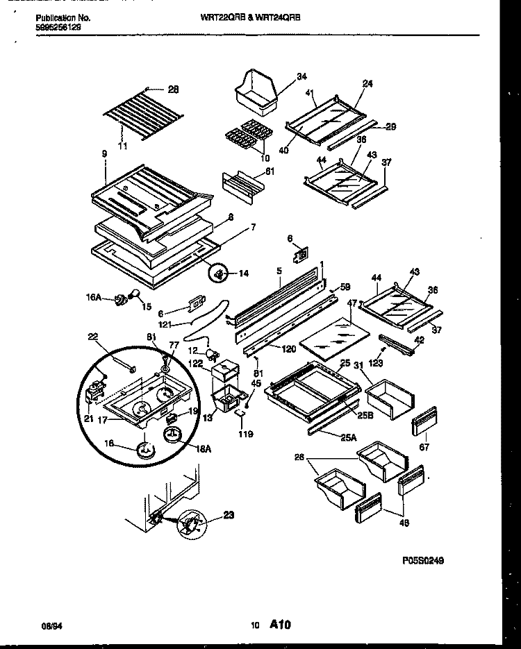 SHELVES AND SUPPORTS Diagram and Parts List for WRT24QRBD0  Frigidaire Refrigerator