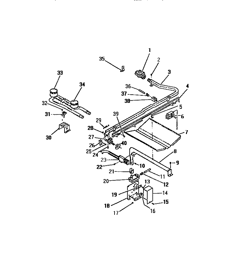 BURNERS, IGNITORS, CONTROLS Diagram and Parts List for G32BCL0  Frigidaire Range