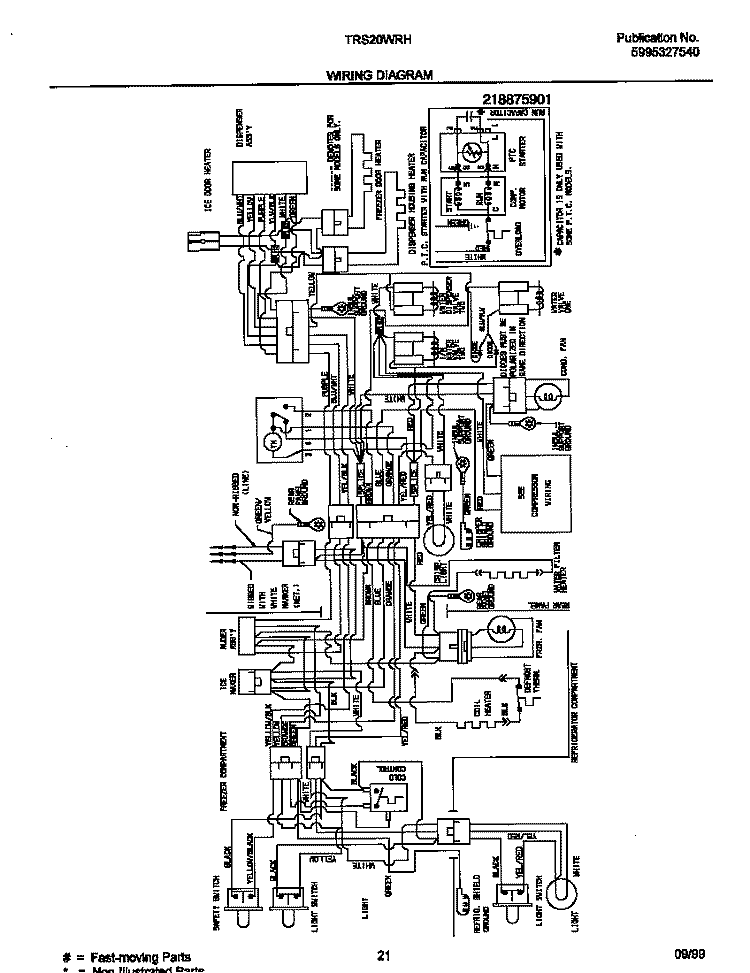 WIRING DIAGRAM Diagram and Parts List for TRS20WRHD2  Tappan Refrigerator