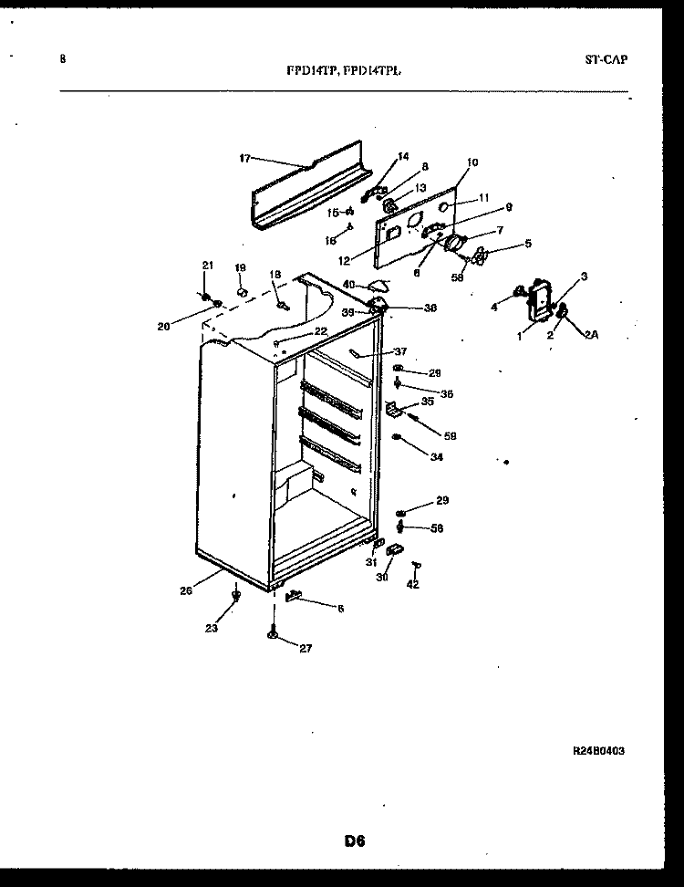 CABINET PARTS Diagram and Parts List for FPD14TPLH0  Frigidaire Refrigerator