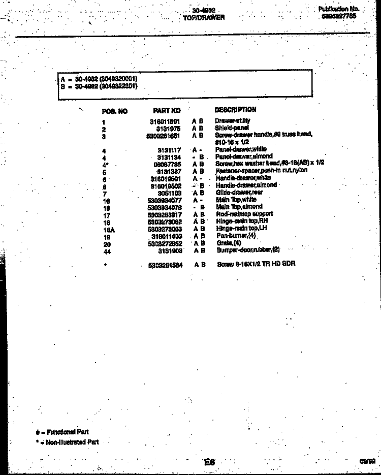 COOKTOP PARTS Diagram and Parts List for 30-4989-00-04  Tappan Range