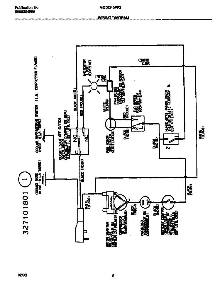 WIRING DIAGRAM Diagram and Parts List for MDDQ40FF3  Frigidaire Dehumidifier