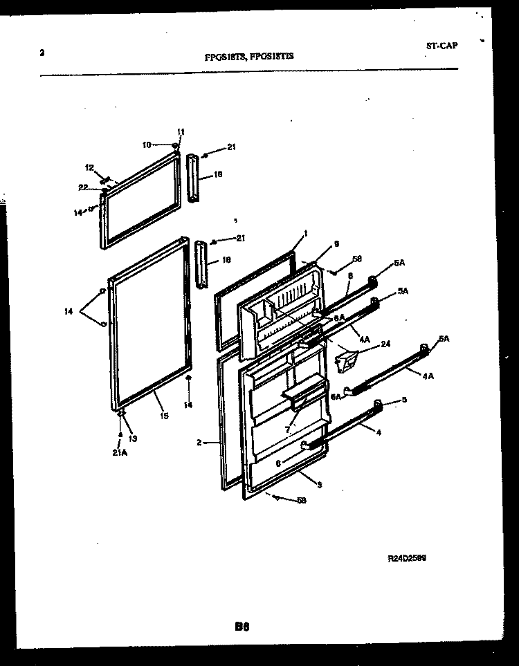 DOOR PARTS Diagram and Parts List for FPGS18TSLW0  Frigidaire Refrigerator