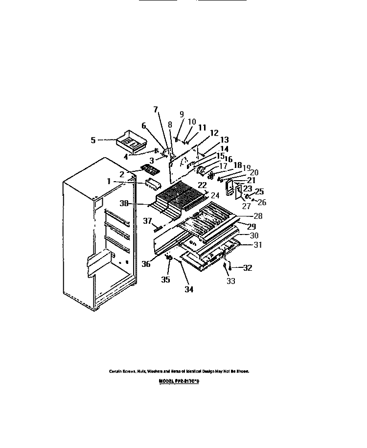 INTERIOR FREEZER COMPARTMENT Diagram and Parts List for FPE21TCH0  Frigidaire Refrigerator