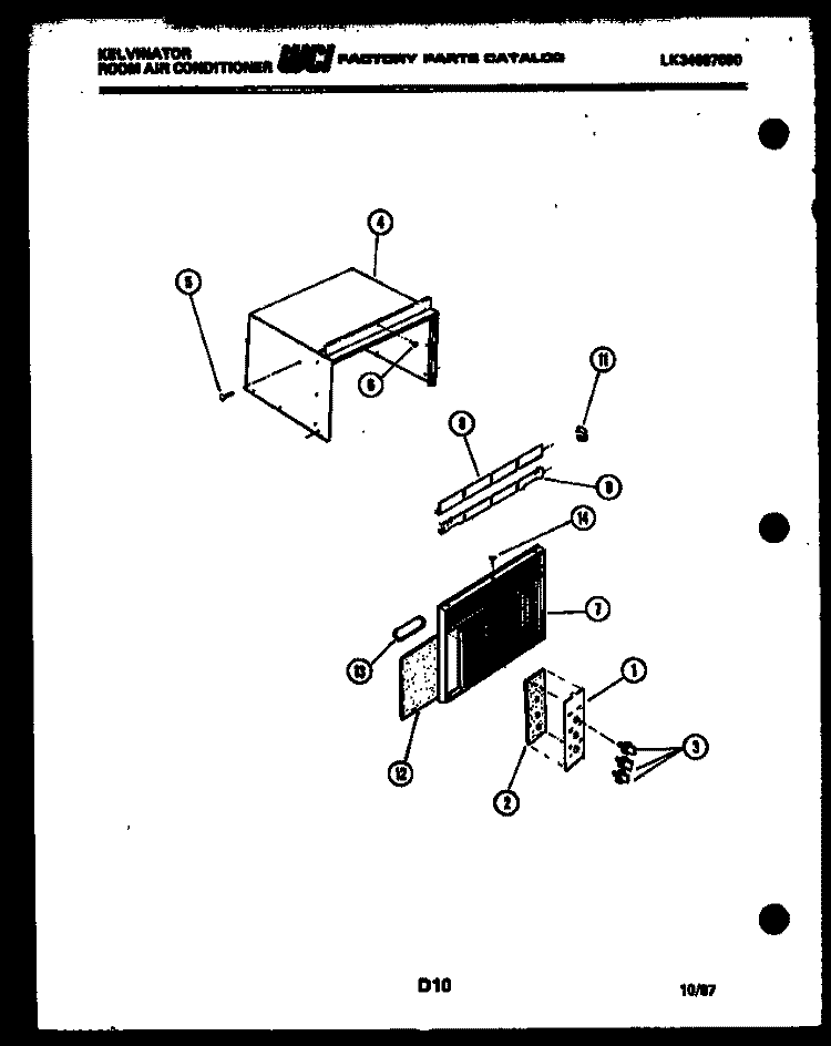 CABINET PARTS Diagram and Parts List for MH312C1QB  Kelvinator Air Conditioner