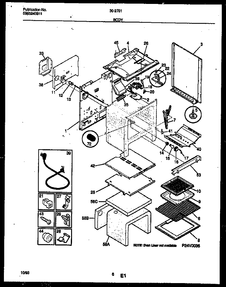 BODY PARTS Diagram and Parts List for 30-2761-00-05  Tappan Range