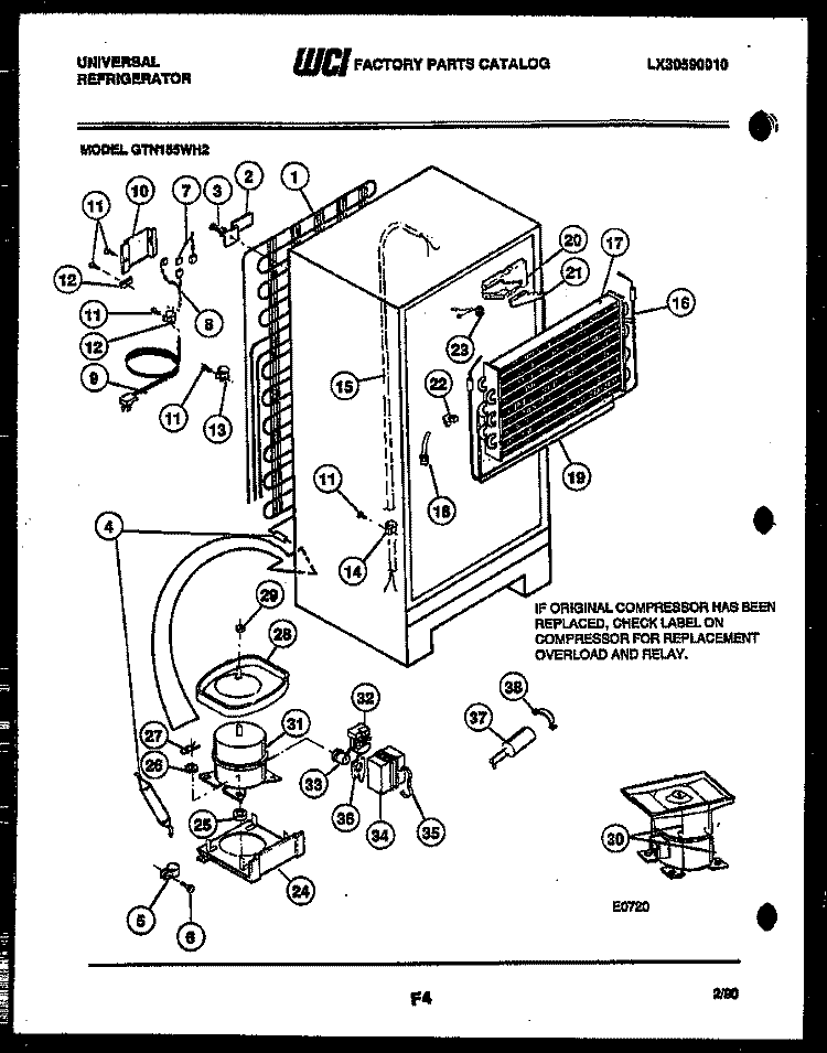 SYSTEM AND AUTOMATIC DEFROST PARTS Diagram and Parts List for GTN155WHV2  Uni Refrigerator