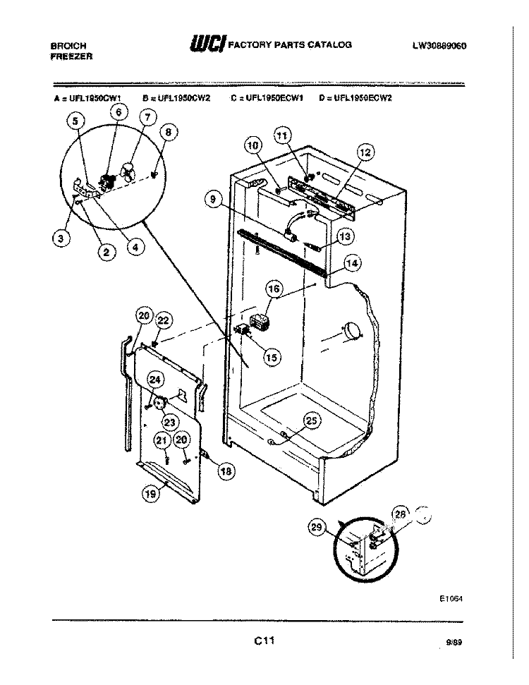 CABINET Diagram and Parts List for UFL1950CW2  Frigidaire Freezer