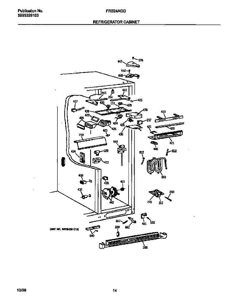 REFR CABINET Diagram and Parts List for FRS24AGGB2  Frigidaire Refrigerator