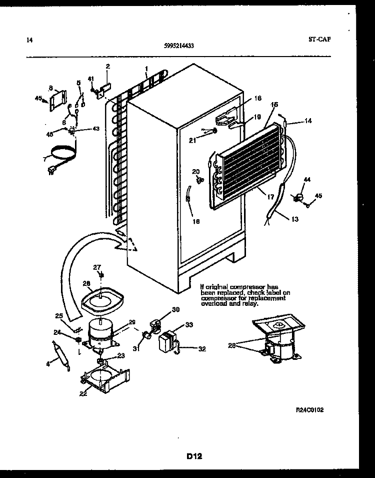 SYSTEM AND AUTOMATIC DEFROST PARTS Diagram and Parts List for FPE19TRW1  Frigidaire Refrigerator