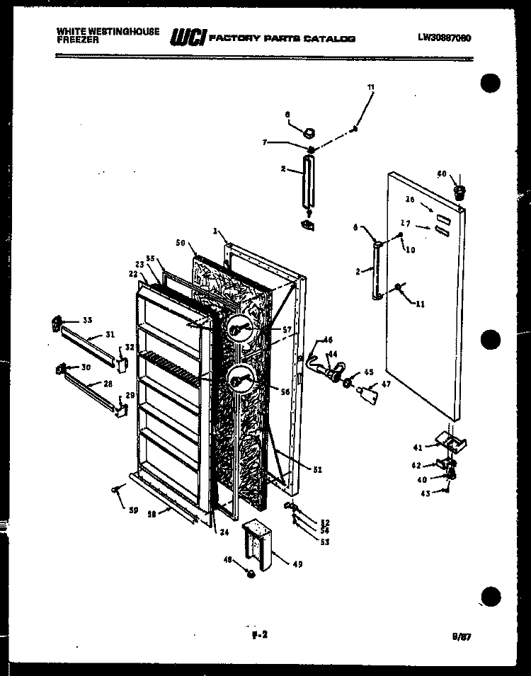 DOOR PARTS Diagram and Parts List for FU218JRW4  Frigidaire Freezer