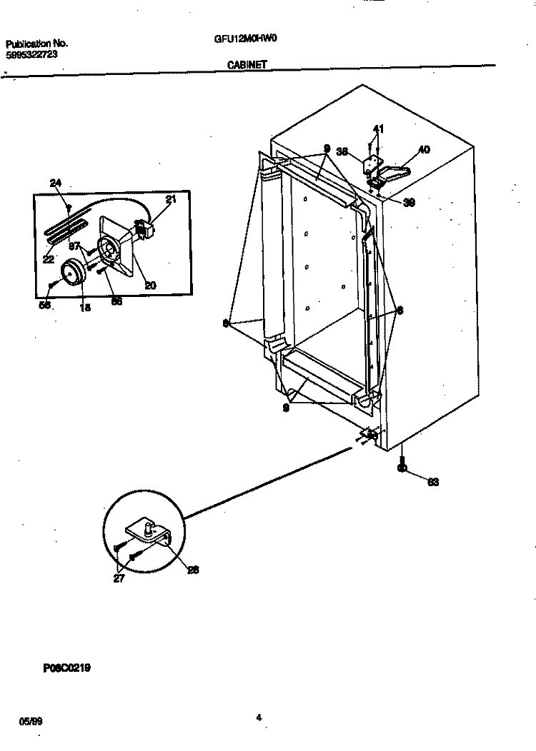 CABINET Diagram and Parts List for GFU12M0HW0  Gibson Freezer