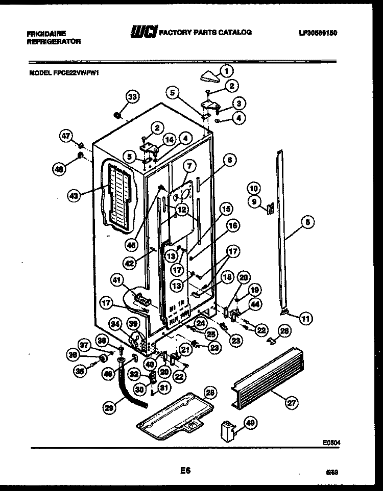 CABINET PARTS Diagram and Parts List for FPCE22VWFA1  Frigidaire Refrigerator