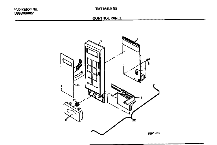 CONTROL PANEL Diagram and Parts List for TMT154U1B0  Tappan Microwave