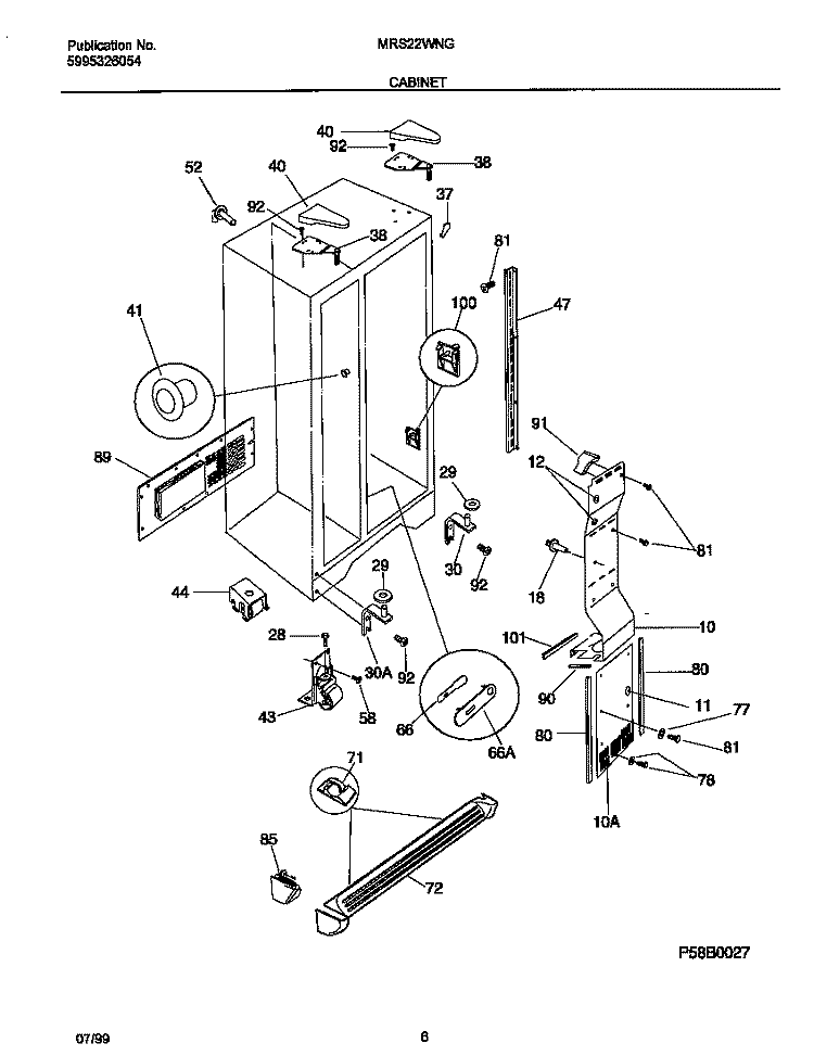CABINET Diagram and Parts List for MRS22WNGD3  Frigidaire Refrigerator
