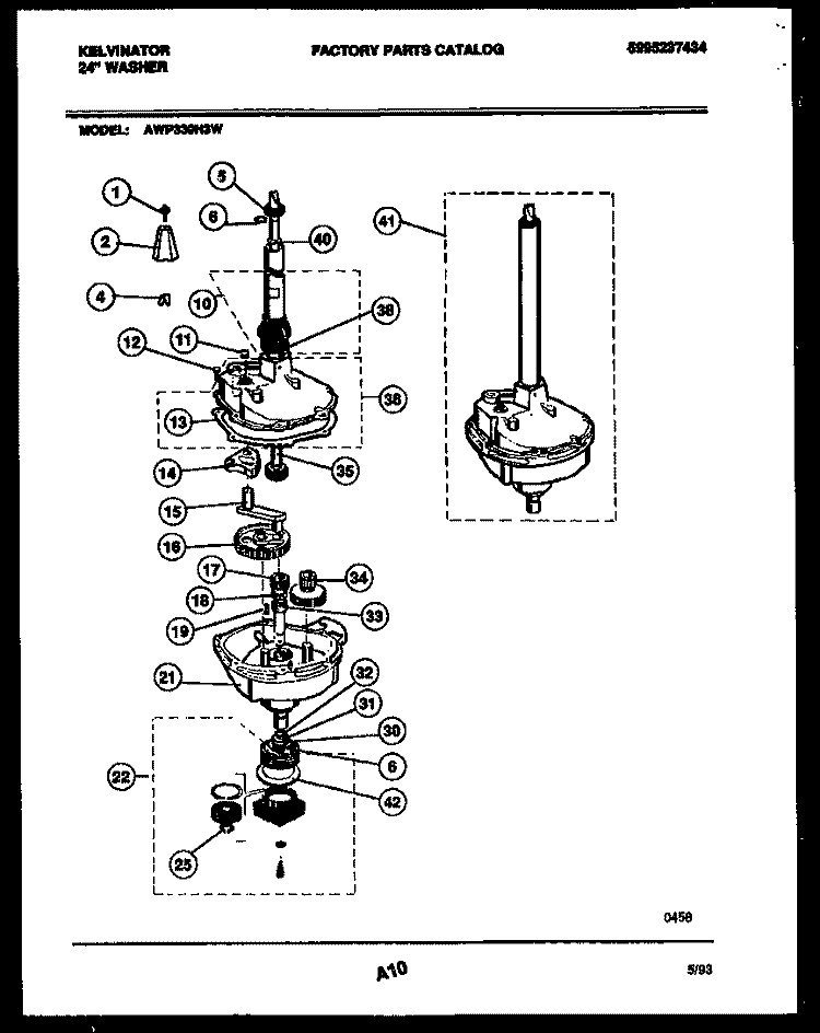TRANSMISSION PARTS Diagram and Parts List for AWP330H3D  Kelvinator Washer
