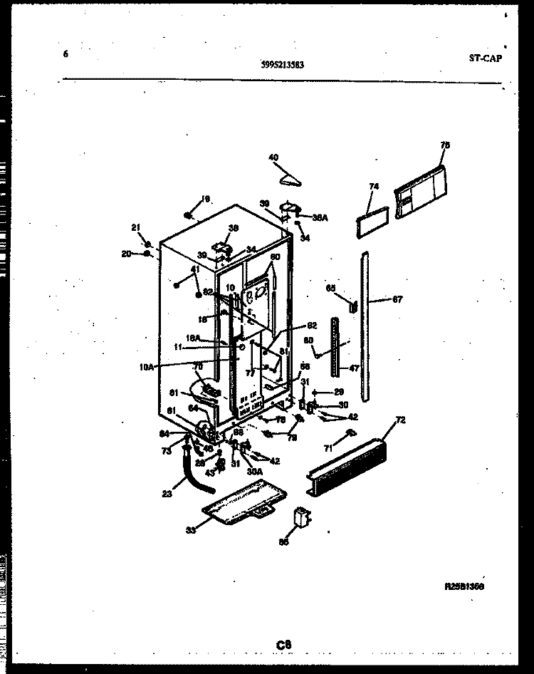 CABINET PARTS Diagram and Parts List for RS229MCD3  Frigidaire Refrigerator