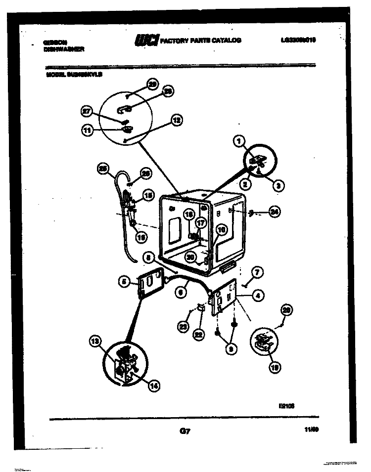 TUB AND FRAME PARTS Diagram and Parts List for SU24S8KVLB  Gibson Dishwasher