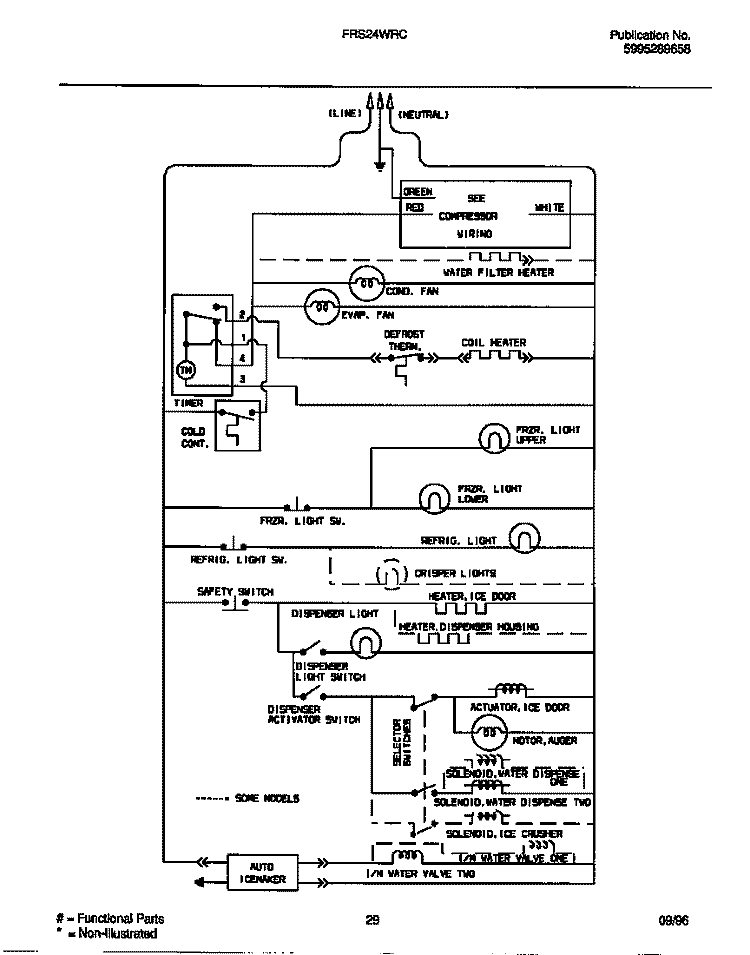 WIRING DIAGRAM Diagram and Parts List for FRS24WRCD4  Frigidaire Refrigerator