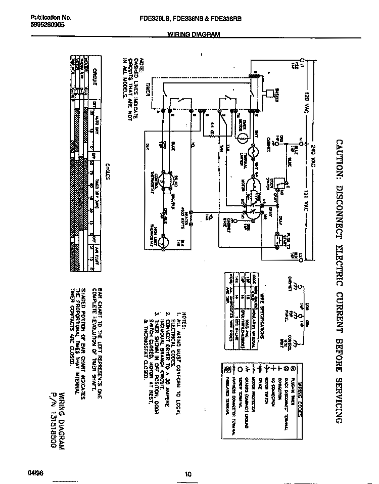 WIRING DIAGRAM Diagram and Parts List for FDE336NBS2  Frigidaire Dryer