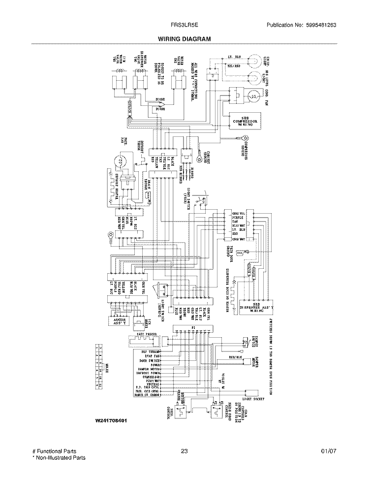 WIRING DIAGRAM Diagram and Parts List for FRS3LR5EM1  Frigidaire Refrigerator