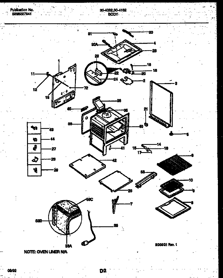 BODY PARTS Diagram and Parts List for 30-4182-23-01  Tappan Range